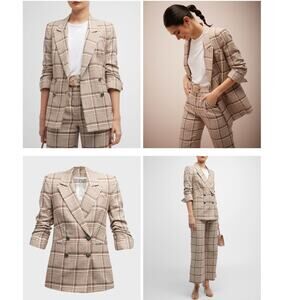 Veronica Beard Viva khaki multi plaid Dickey blazer Jacket double breasted 6